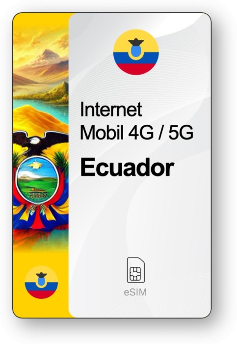 eSIM Internet Ecuador, valabil 7 zile, trafic Nelimitat