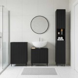 Cumpara ieftin Set de cabinet pentru baie cu 3 piese ZWOLLE Negru
