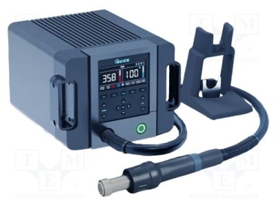 Staţie cu aer cald digitală QUICK 1,3kW 50-550&amp;deg;C cu stativ și duze foto
