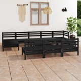 VidaXL Set mobilier de grădină, 11 piese, negru, lemn masiv de pin 3083373