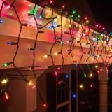 Instalatie Craciun, 10 m, 286 Led-uri ,Franjuri, Multicolor, 8 jocuri de lumini, Transformator cu telecomanda, Interconectabila, Prelungitor 3 m inclu