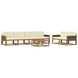 vidaXL Set de canapele de exterior cu pernă 7 pcs Natural și Crem 3382358