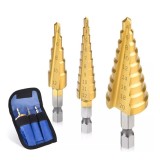 Cumpara ieftin Set de burghie conice, 3 dimensiuni diferite 20-4 12-3 12-4 mm, otel HSS cu acoperire din titan , precizie, durabilitate si performanta profesionala