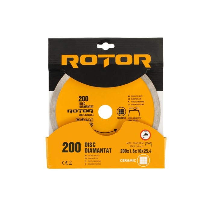 DISC DIAMANTAT 200x1.6x25.4 continuu with water Rotor Innovative ReliableTools