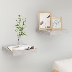 vidaXL Rafturi perete suspendate 2 buc. gri beton 23x23,5x3,8 cm MDF