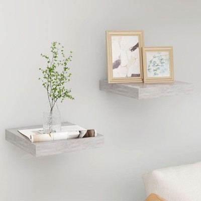 vidaXL Rafturi perete suspendate 2 buc. gri beton 23x23,5x3,8 cm MDF foto