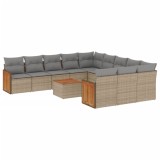 Cumpara ieftin Set canapele de gradina cu perne, 12 piese, bej, poliratan