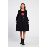 Rochie Dama, Eranthe, A-Line, cu Buzunare Laterale si Pictura Realizata Manual V364 - M