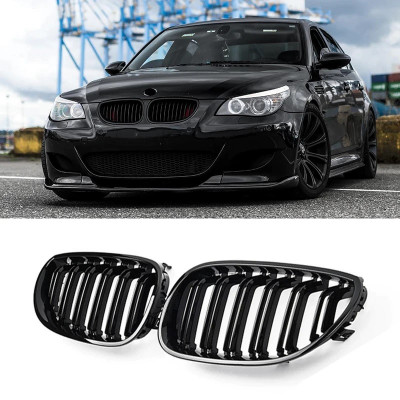 Set Grile Radiator Nari Bmw Seria 5 E60 2003-2009 M Design Negru Lucios Duble FGBME60DPB foto