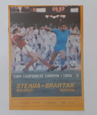 Program Fotbal Cupa Campionilor Europeni STEAUA BUCURESTI - SPARTAK MOSCOVA 1988 foto