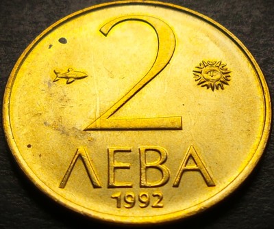 Moneda 2 LEVA - BULGARIA, anul 1992 *cod 4063 B = UNC - LUCIU de BATERE foto