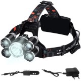 Lanterna frontala cu 5 LED-uri T6 CREE si 4 moduri de iluminare