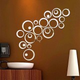 Set 24 Oglinzi Acrilice Rotunde Autoadezive Argintii Diverse Marimi Decor Dormitor Living Camera Copii Hol
