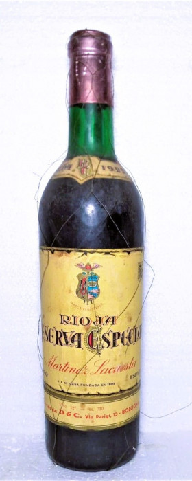 RARITATE RIOJA RESERVA ESPECIALA MARTINEZ LAQUESTA, cl 73 gr 12 recoltare 1922