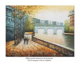 Cumpara ieftin Tablou GIGANT pictat manual, Peisaj citadin stilizat (2) - 120x90cm ulei in cutit efect 3D