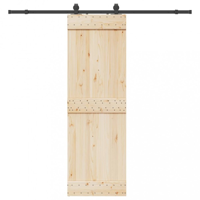 Set feronerie pentru uși glisante, negru, 213 cm, oțel