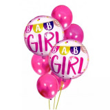 Set 7 Baloane, BabyShower pentru fetite 30-46 cm, Gonga&reg; Roz