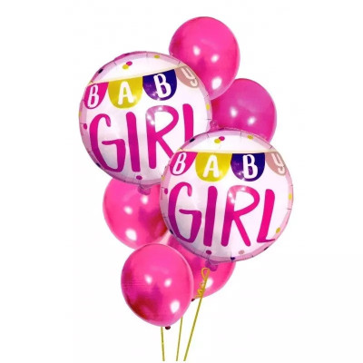 Set 7 Baloane, BabyShower pentru fetite 30-46 cm, Gonga&amp;reg; Roz foto