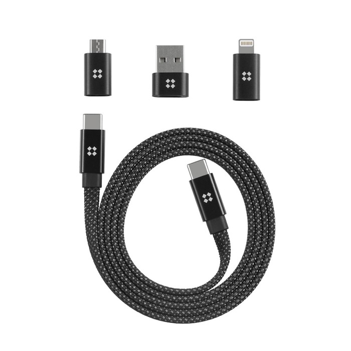 Edizard - Data Cable (EZ820101100) - Type-C to Type-C, 240W, Magnetic Charging, Flat Coiled, 480Mbps, 1m - Black