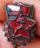 I.502 INSIGNA STICKPIN PRIETENIA CEHOSLOVACO SOVIETICA ATLETISM h15mm, Europa