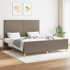 vidaXL Cadru de pat cu tăblie, gri taupe, 160x200 cm, textil foto