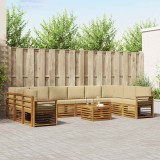 vidaXL Seturi de canapele 11 pcs Natural și Bej Lemn Solid de Acacia 3375613