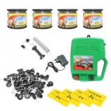 Kit complet gard electric 220V 4,5 Joule, fir sarma 2000m, 100 izolatori, kit poarta, 4 placute avertizare Breckner Germany