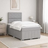 Cumpara ieftin Pat boxspring cu saltea Gri deschis 120 x 190 cm Tesatura