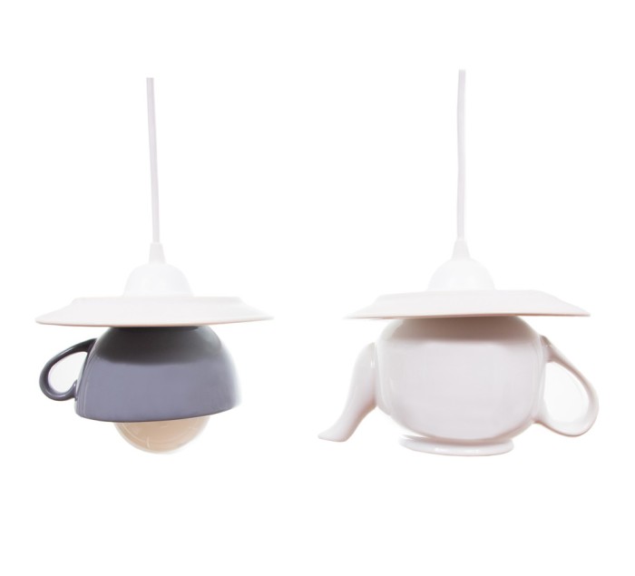 Lustra Deco Republic &bdquo;Tea time 2 grey&amp;white&rdquo;ceainic si ceasca ceramice