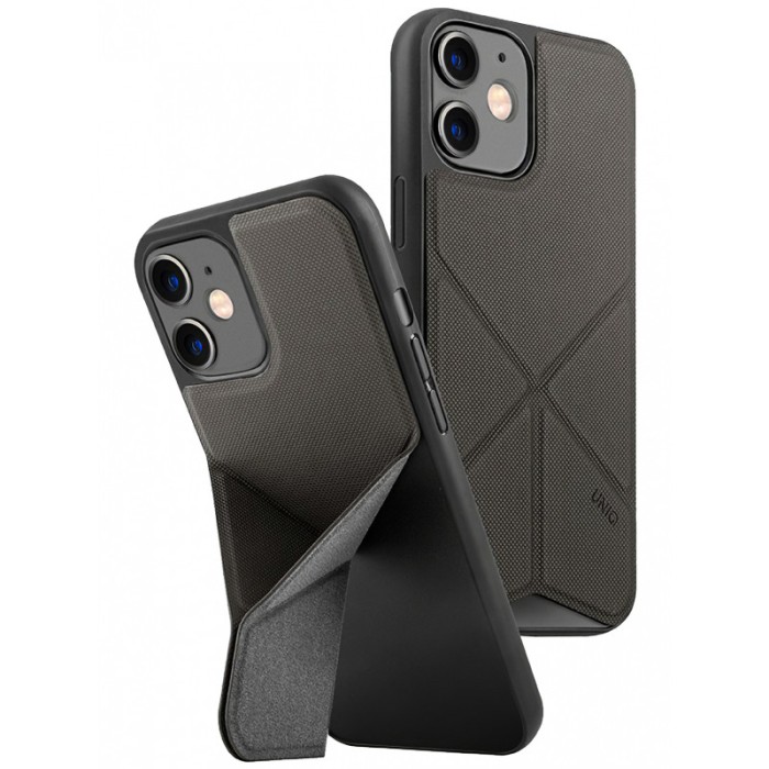 Husa Textil - TPU UNIQ Transforma Rigor pentru Apple iPhone 12 mini, Gri