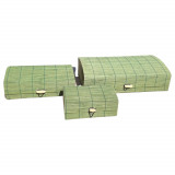 Set 3 cutii din bete de bambus dreptunghiulare verde