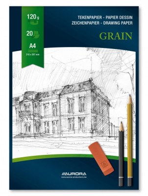 Bloc desen A4, 20 file - 120g/mp, AURORA Grain- hartie alba foto