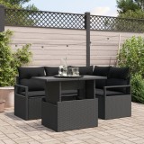 vidaXL Set grădină 5 piese cu perne, ratan negru.