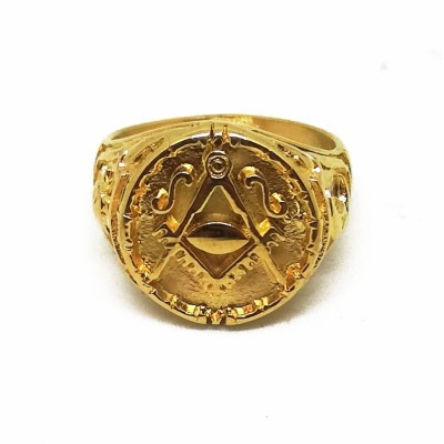 Inel Masonic Auriu - Soarele si Luna foto