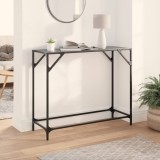 VidaXL Măsuță de cafea, blat din sticlă negră, 98x35x81 cm, oțel