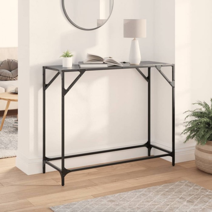 vidaXL Măsuță de cafea, blat din sticlă negră, 98x35x81 cm, oțel 846021
