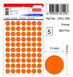 Etichete Autoadezive Color, D13 Mm, 350 Buc/set, Tanex - Orange