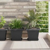 vidaXL Vază pătrată pentru flori 6 pcs Negru 43 x 43 x 33.5 cm Plastic 42020337