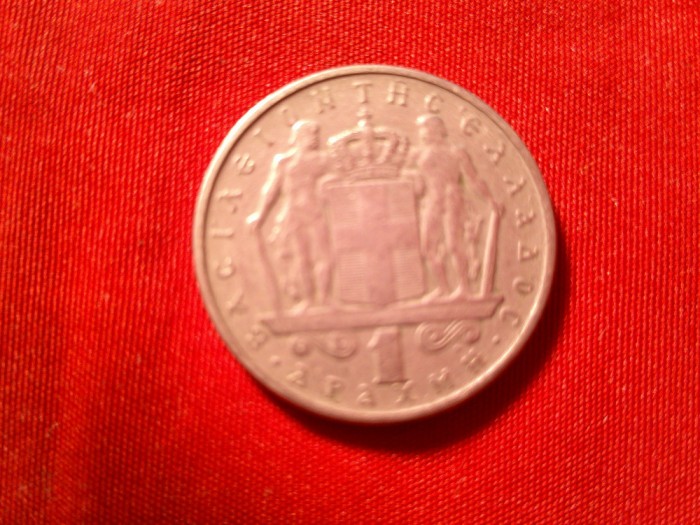 Moneda Grecia 1 drahma 1967 rege Constantin II , Cu-Ni , cal. f.buna