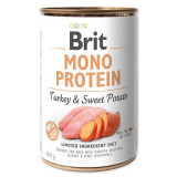Conservă Brit Mono Protein Turkey &amp;amp; Sweet Potato, 400 g