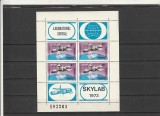 ROMANIA 1974 LP 867 a SKYLAB BLOC DE 4 MARCI SI 4 VINIETE DIFERITE MNH