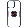 Husa iPhone 13 Pro Max, TPU+PC, Carbon Ring, Albastru, Protectie Camera, Shockproof