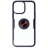 Husa iPhone 13 Pro Max, TPU+PC, Carbon Ring, Albastru, Protectie Camera, Shockproof