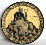 Poseidon - Aplica tip farfurie decorativa din ceramica pictata manual, semnata, produsa in Grecia, Insula Rodos