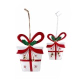 Set 2 ornamente brad Craciun metal multicolor 9x13 cm, 6.5x9 cm