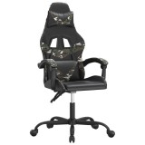 Cumpara ieftin Scaun de gaming pivotant, negru si camuflaj, piele ecologica