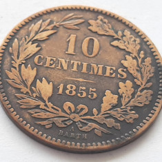 203. Moneda Luxemburg 10 centimes 1855 (varianta cu ancora)