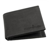 Portofel din piele naturala pentru barbati Negru Vintage cu protectie RFID: 12x9x1.8 cm