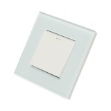 Intrerupator simplu cap scara alb 220V, 16AX cu indicator luminos, rama din sticla 86x86x34mm