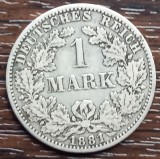 (A344) MONEDA DIN ARGINT GERMANIA - 1 MARK 1881, LIT. A, NECURATATA, Europa